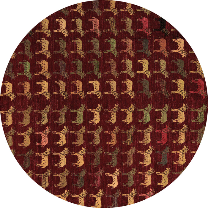 Round Machine Washable Abstract Brown Modern Rug, wshabs5419brn