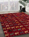 Abstract Red Modern Rug in Family Room, abs5419