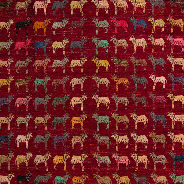 Machine Washable Abstract Tomato Red Rug, wshabs5419