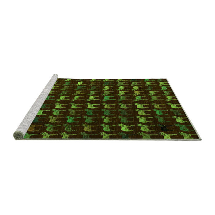 Sideview of Machine Washable Abstract Green Modern Area Rugs, wshabs5419grn