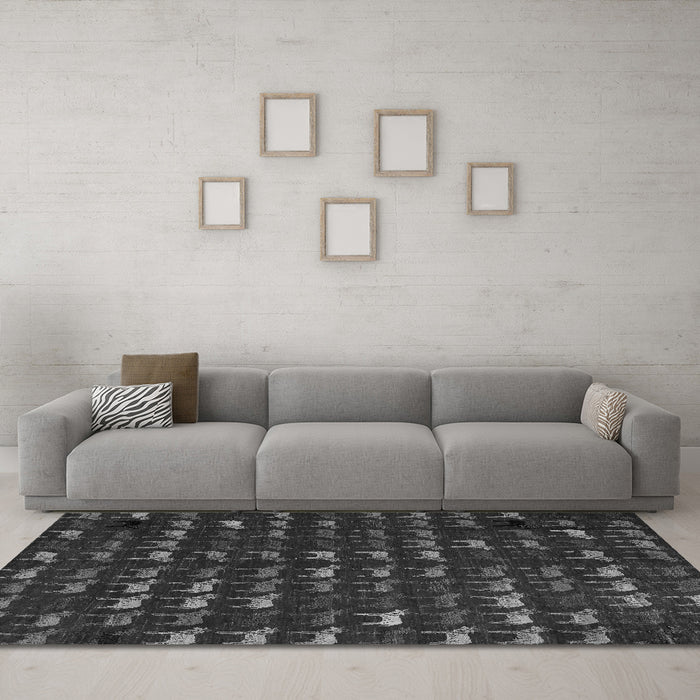 Machine Washable Abstract Gray Modern Rug in a Living Room,, wshabs5419gry