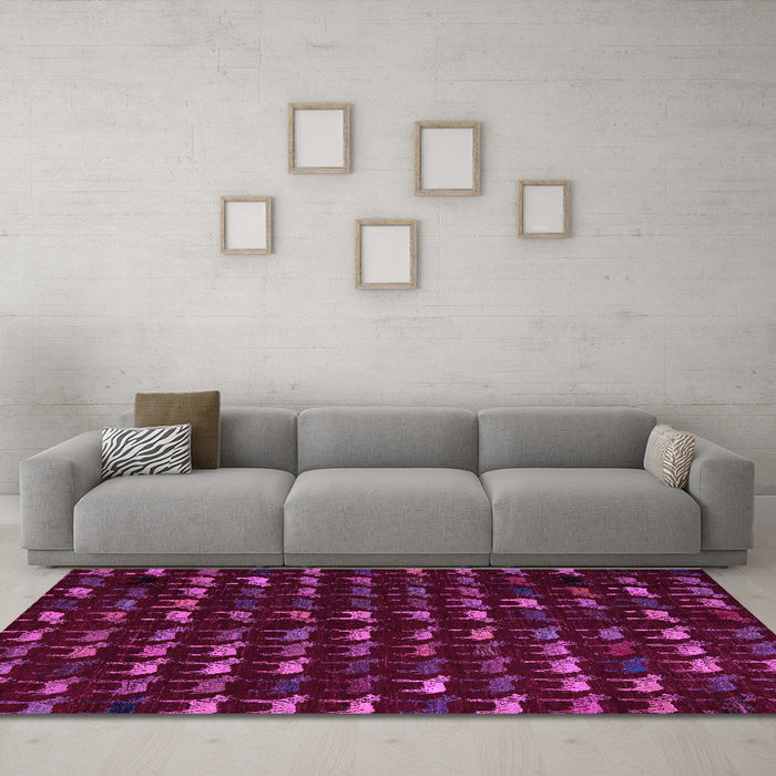 Machine Washable Abstract Purple Modern Area Rugs in a Living Room, wshabs5419pur
