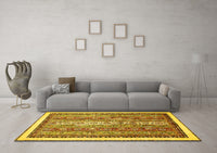 Machine Washable Abstract Yellow Modern Rug, wshabs541yw