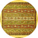 Round Abstract Yellow Modern Rug, abs541yw