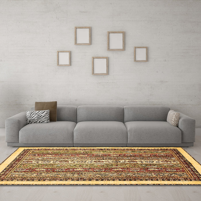 Machine Washable Abstract Brown Modern Rug in a Living Room,, wshabs541brn