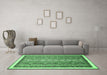 Machine Washable Abstract Emerald Green Modern Area Rugs in a Living Room,, wshabs541emgrn