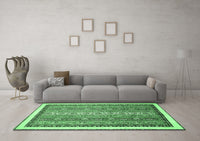 Machine Washable Abstract Emerald Green Modern Rug, wshabs541emgrn