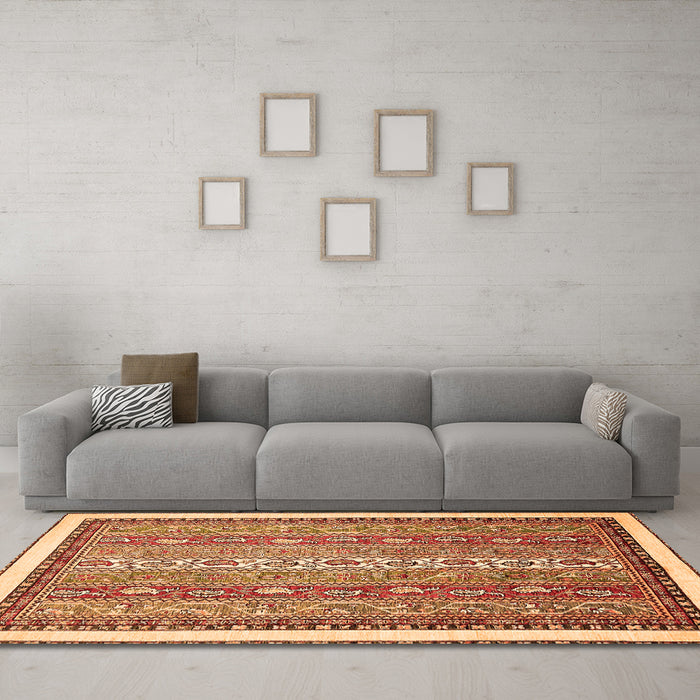 Machine Washable Abstract Orange Modern Area Rugs in a Living Room, wshabs541org