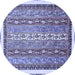 Round Machine Washable Abstract Blue Modern Rug, wshabs541blu