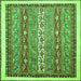 Square Machine Washable Abstract Green Modern Area Rugs, wshabs541grn