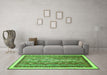 Machine Washable Abstract Green Modern Area Rugs in a Living Room,, wshabs541grn