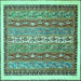 Square Machine Washable Abstract Turquoise Modern Area Rugs, wshabs541turq