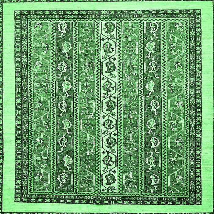 Square Abstract Emerald Green Modern Rug, abs541emgrn