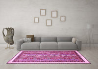 Machine Washable Abstract Pink Modern Rug, wshabs541pnk