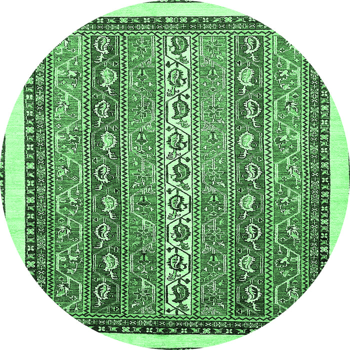 Round Abstract Emerald Green Modern Rug, abs541emgrn