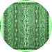 Round Abstract Emerald Green Modern Rug, abs541emgrn