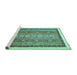 Sideview of Machine Washable Abstract Turquoise Modern Area Rugs, wshabs541turq