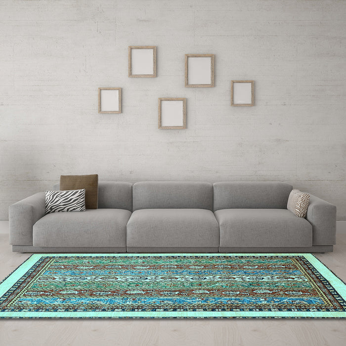 Machine Washable Abstract Light Blue Modern Rug in a Living Room, wshabs541lblu