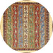 Round Abstract Red Brown Modern Rug, abs541