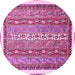 Round Machine Washable Abstract Pink Modern Rug, wshabs541pnk