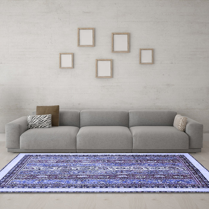 Machine Washable Abstract Blue Modern Rug in a Living Room, wshabs541blu