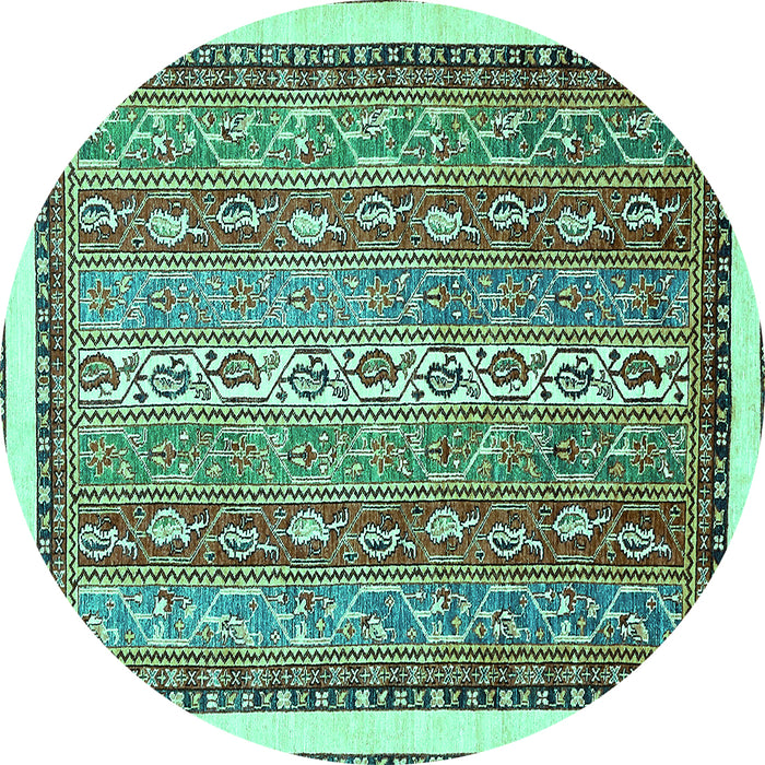 Round Abstract Turquoise Modern Rug, abs541turq