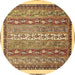 Round Abstract Brown Modern Rug, abs541brn