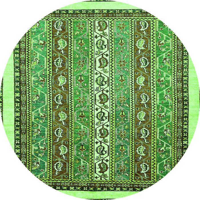 Round Abstract Green Modern Rug, abs541grn