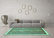 Machine Washable Abstract Turquoise Modern Area Rugs in a Living Room,, wshabs541turq