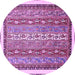 Round Machine Washable Abstract Purple Modern Area Rugs, wshabs541pur