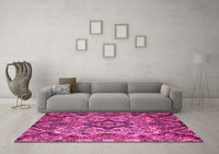 Machine Washable Abstract Pink Modern Rug, wshabs5420pnk