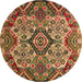 Round Machine Washable Abstract Dark Sienna Brown Rug, wshabs5420