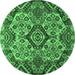 Round Abstract Emerald Green Modern Rug, abs5420emgrn