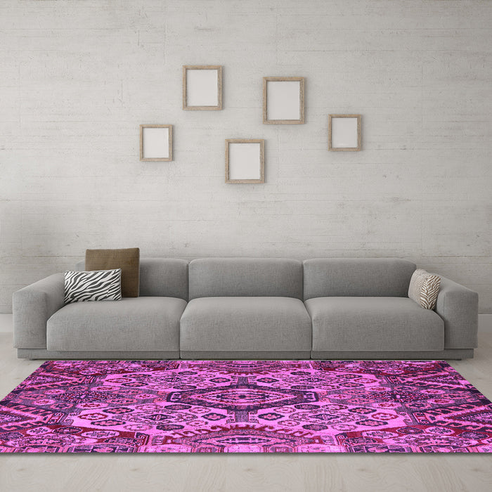 Machine Washable Abstract Purple Modern Area Rugs in a Living Room, wshabs5420pur