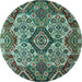 Round Abstract Light Blue Modern Rug, abs5420lblu