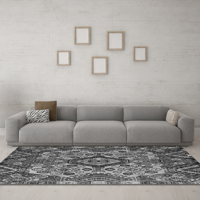 Machine Washable Abstract Gray Modern Rug in a Living Room,, wshabs5420gry