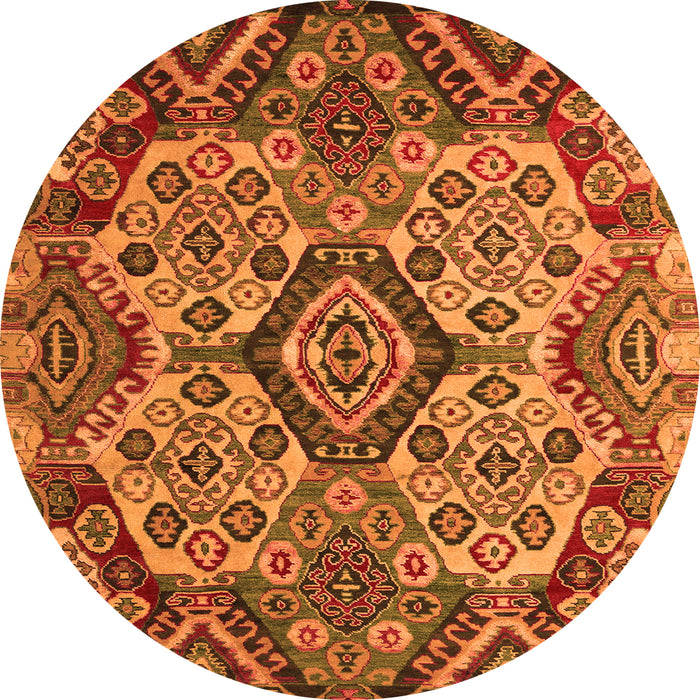Round Abstract Orange Modern Rug, abs5420org