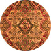 Round Abstract Orange Modern Rug, abs5420org