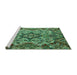 Sideview of Machine Washable Abstract Turquoise Modern Area Rugs, wshabs5420turq