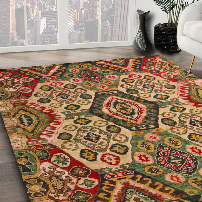 Abstract Dark Sienna Brown Modern Rug in Family Room, abs5420