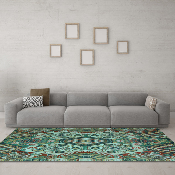 Machine Washable Abstract Light Blue Modern Rug in a Living Room, wshabs5420lblu