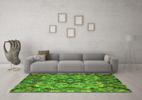 Machine Washable Abstract Green Modern Rug, wshabs5420grn