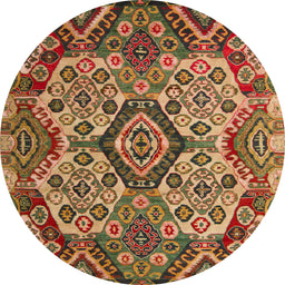 Round Abstract Dark Sienna Brown Modern Rug, abs5420