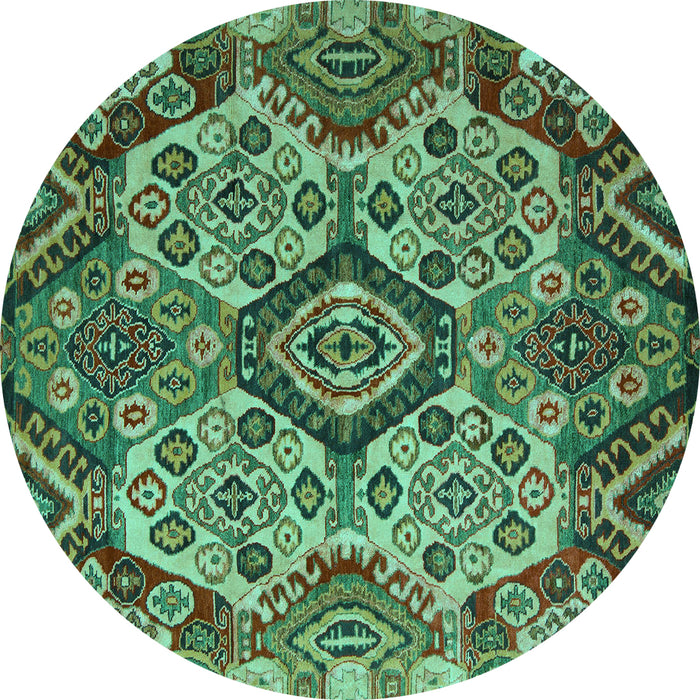 Round Abstract Turquoise Modern Rug, abs5420turq