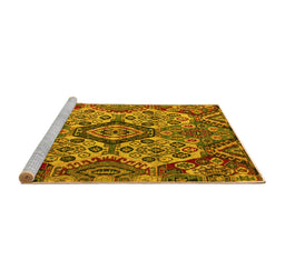Sideview of Machine Washable Abstract Yellow Modern Rug, wshabs5420yw
