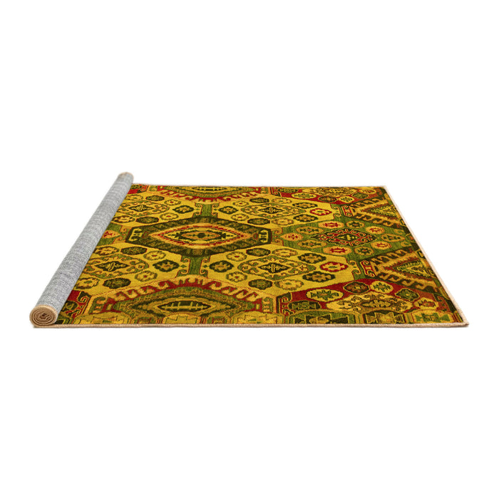 Sideview of Machine Washable Abstract Yellow Modern Rug, wshabs5420yw