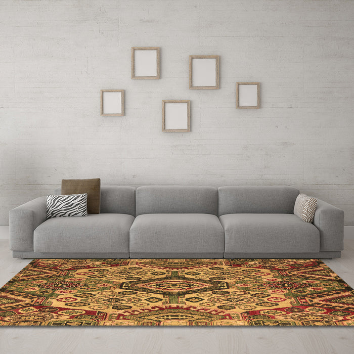 Machine Washable Abstract Brown Modern Rug in a Living Room,, wshabs5420brn