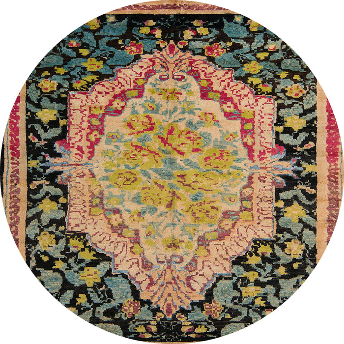 Round Machine Washable Abstract Red Brown Rug, wshabs5421