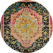 Round Machine Washable Abstract Red Brown Rug, wshabs5421