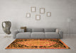 Machine Washable Medallion Orange French Area Rugs in a Living Room, wshabs5421org